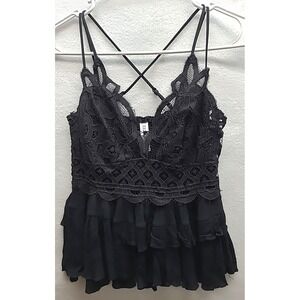 Zenana‎ Lacy Babydoll Camisole adjustable strap Goth Whimsigoth Fairy Y2K Sz M